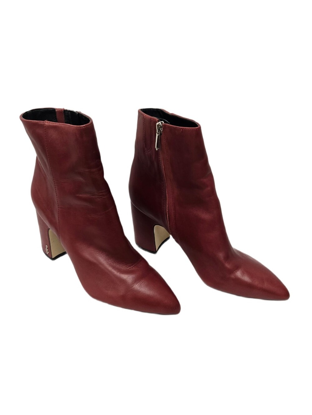 Sam Edelman Hilty Red Leather Heeled Ankle Boots